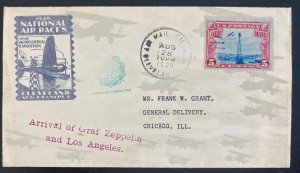 1929 Cleveland Oh USA LZ 127 Graf Zeppelin Airmail cover To Chicago iL Air Race