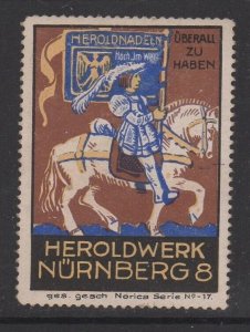 German Advert Stamp- Norica Series #17 Herold Needles Nürnberg, Man on Horseback