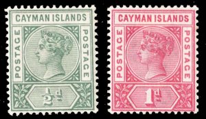 Cayman Islands Scott 1-2 Unused lightly hinged.