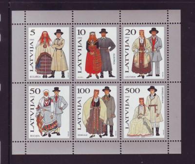 Latvia Sc 348a 1993 Traditional Costumes stamp sheet mint NH