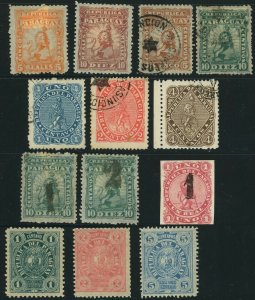 Paraguay #10-22 Early Postage Latin America Stamp Collection Used Mint LH