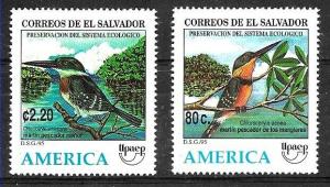 EL SALVADOR 1995 UPAEP AMERICA FAUNA BIRDS YV 1240-1 MNH