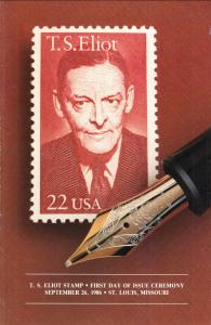 US 2239 T S Eliot Ceremony Program FDC