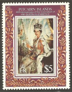 PITCAIRN ISLAND Sc# 383 MNH FVF Queen Elizabeth II Coronation 40th