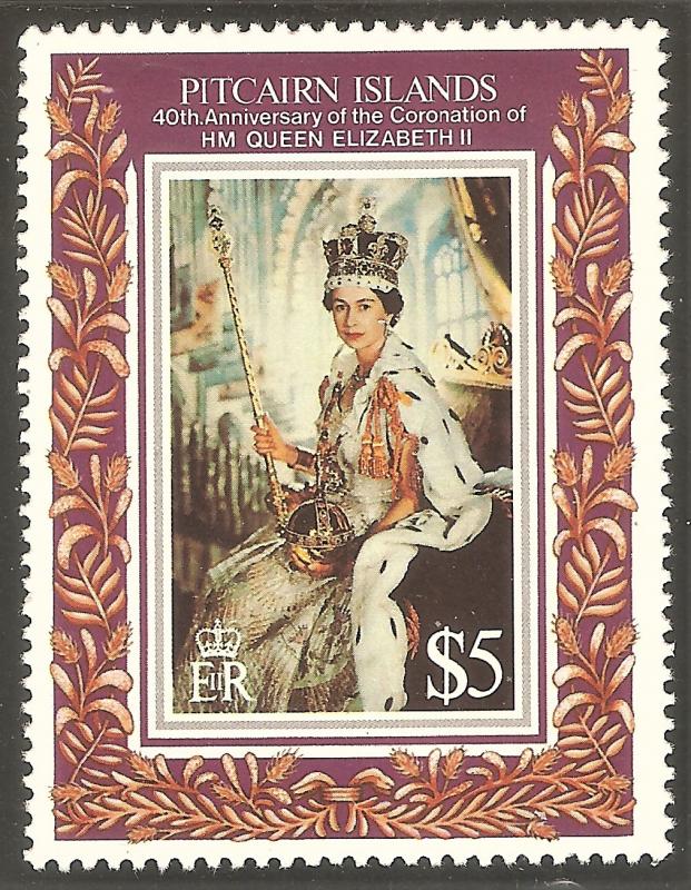 PITCAIRN ISLAND Sc# 383 MNH FVF Queen Elizabeth II Coronation 40th