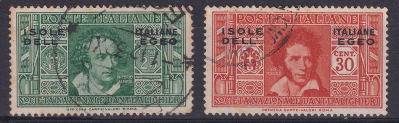 Italy Offices Abroad - Aegean Islands 1932 #22-23 vf u vf Dante Alighieri Soc.