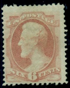 US #159, 6¢ dull pink, og, hinge rem, large stamp, F/VF+, Miller cert Scott $375