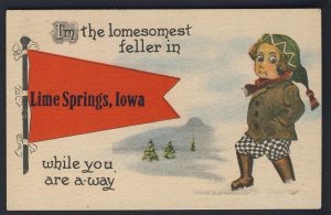 POSTAL HISTORY USA - Lime Springs, IOWA pennant - Cobb Shinn artist