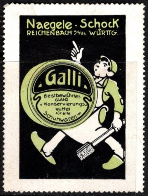 Vintage Germany Poster Stamp Galli Best Proven Shine Preservation Agent Shoes