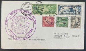 1929 Los Angeles USA LZ127 Graf Zeppelin First Round Flight PC cover To Germany