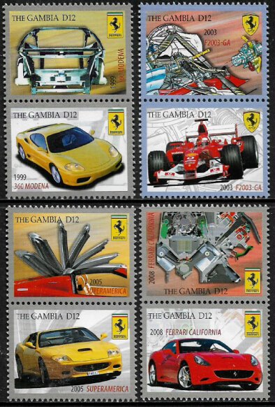 Gambia #3230-3 MNH Set - Ferrari Cars and Their Parts