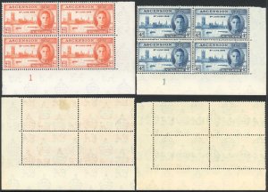 Ascension SG48/9 1946 Victory Plate Blocks of Four M/M