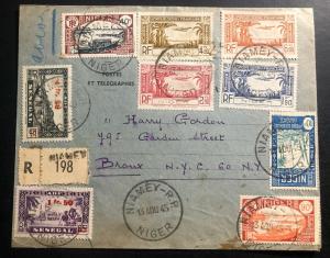 1945 Niamey Nigeria French Africa Airmail Cover Mixed Frank To Bronx NY USA