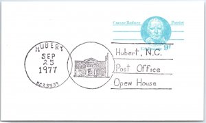 US SPECIAL EVENT CARD HUBERT NORTH CAROLINA POST OFFICE OPEN HOUSE 1977 - B