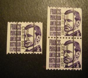 Scott 1297b, 3c Parkman PRECANCEL, Single & Pair, Dull