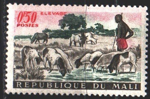 Mali. 1961. 30 of the series. Shepherd, cows. MNH.