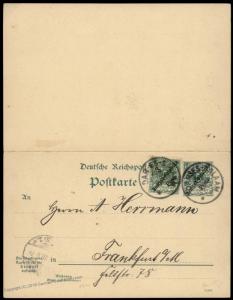 Germany 1897 East Africa DAR-ES -SALAAM DOA Postal Reply Card Pair Cover 85501