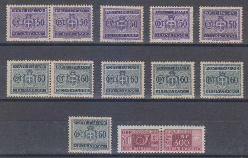 ITALY 1946-58 Sc J58-J59 & Q87 (12x) SHADES MNH & MLH F,VF SCV$74.20