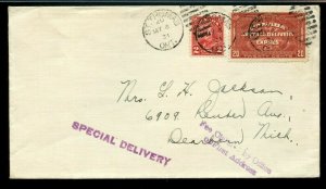 SCARCE early 2c surface to USA 20c E4 Special Delivery fee 1931 cover Canada