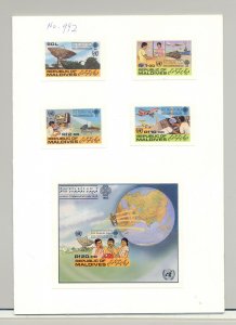 Maldives #997-1001 World Communications Year, UN 4v & 1v S/S Imperf Proofs