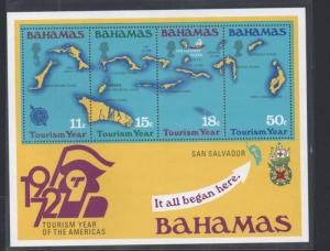 Bahamas Sc 343 1972 Tourism Year stamp sheet mint NH