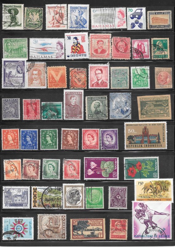 WORLDWIDE Page #733 of 50+ Stamps Mixture Lot Collection / Lot