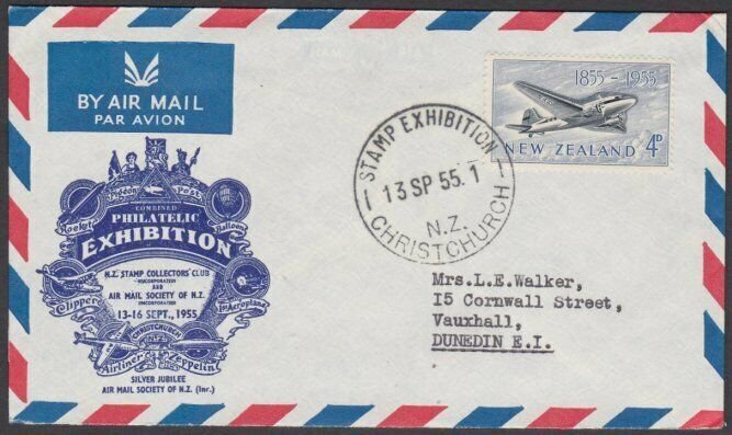 NEW ZEALAND 1955 Christchurch Stamp Exhibition cover .......................L710