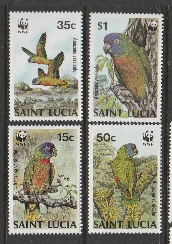 St Lucia 1987 Amazon Parrots UM SG 969/72