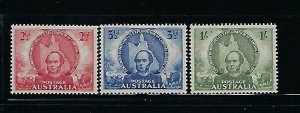 AUSTRALIA SCOTT #203-205  1946 EXPLORATION OF QUEENSLAND - MINT LIGHT HINGED