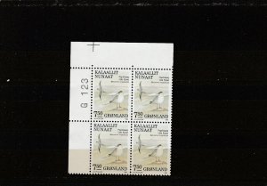 Greenland  Scott#  187  MNH  Plate Block  (1990 Long-Tailed Jaeger)