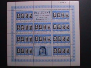 ​ST. VINCENT 1975 SC#438  200TH  ANNIV: AMERICAN INDEPENDENCE MNH SHEET VF