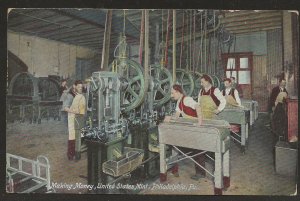 1907 Philadelphia PA Postcard Making Money Postcard US Mint Workers Harry Groome