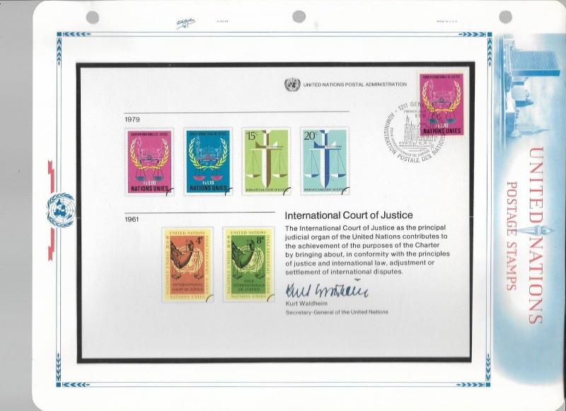 United Nations Souvenir Cards - 11 Mostly FDC cards on White Ace Pages (group 1)