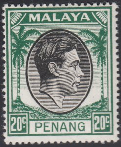 Malaya Penang 1949-52 MH Sc #14 20c George VI