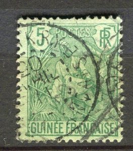 FRENCH COLONIES; GUINEE 1920s early Pictorial type used 5c. value + Postmark