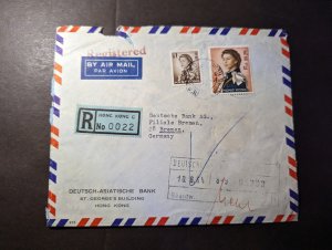 1964 Registered British Hong Kong Airmail Cover to Bremen Germany