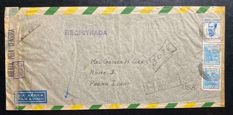 1942 Victoria Brazil Censored Airmail Cover To Parma ID USA