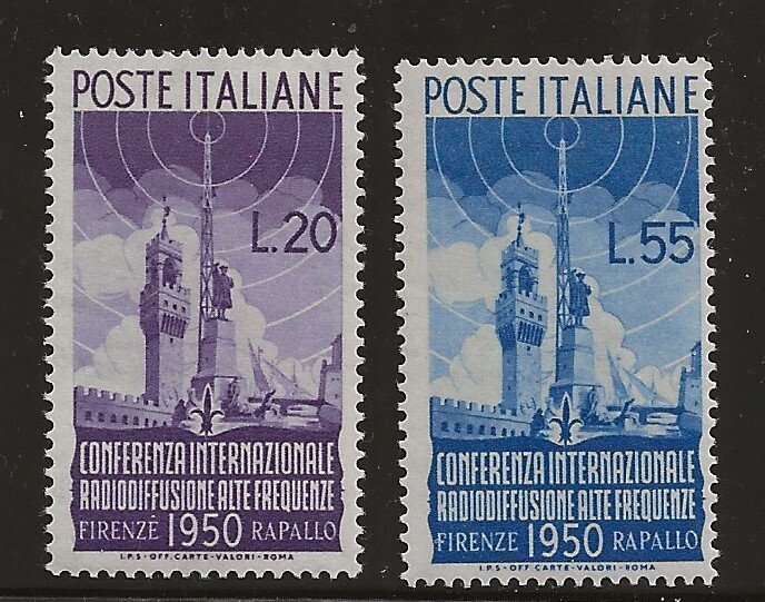 Italy 538-39  1950 set 2  fine  mint  hnged