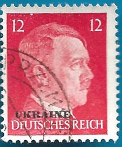 RUSSIA #N36 USED 12ph UKRAINE OVERPRINT 1941-43 TYPO.