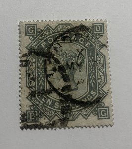 SG128, SCARCE 10s greenish grey, USED. Cat £3200. WMK MALTESE CROSS. DG