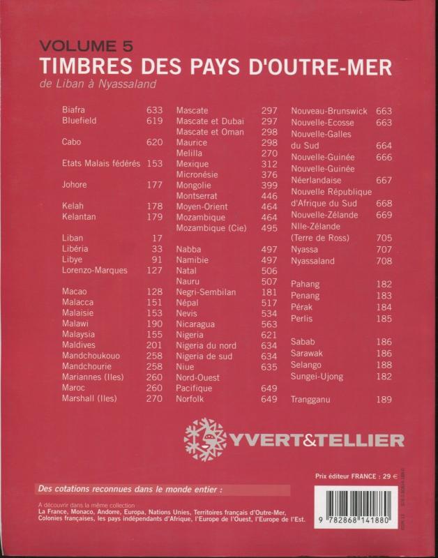 2008 French Yvert & Tellier Worldwide Foreign Stamp Catalogue Le-Ny Volume 5