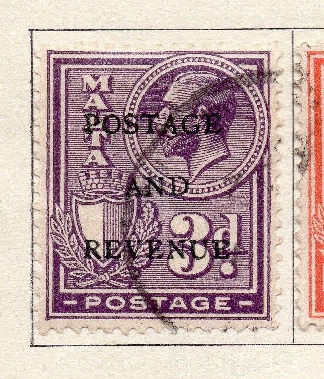 Malta 1928 Early Issue Fine Used 3d. Optd 159328