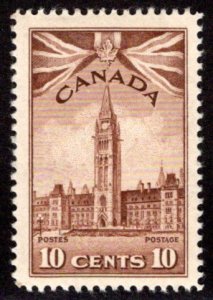 257, Scott, 10c, MNH, F/VF, Parliament Buildings, 1942, Canada Postage Stamps