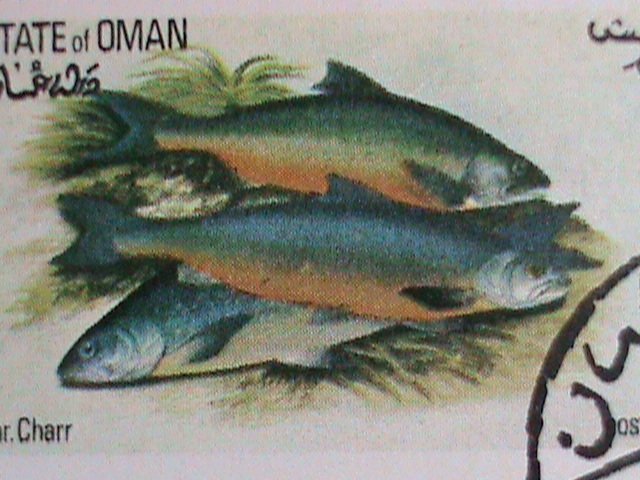 ​STATE OF OMAN STAMP-1972 BEAUTIFUL LOVELY RIVER FISHES: CTO-FULL SHEET VF