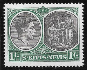 ST.KITTS-NEVIS SG75ba 1943 1/= BLACK & GREEN p14 BREAK IN TABLET FRAME VAR LMM