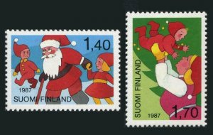 Finland 763-764,MNH.Michel 1032-1033. Christmas 1987.Santa Claus,youth.