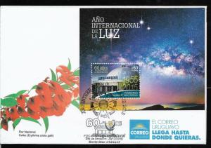 URUGUAY 2015, SPACE,PLANETARIUM,LIGHT YEAR SOUVENIR SHEET  YV BL 109 FDC