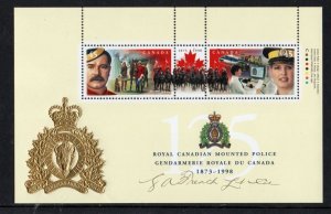 Canada Sc  1737b 1998 RCMP Anniversary French Signature stamp sheet mint NH