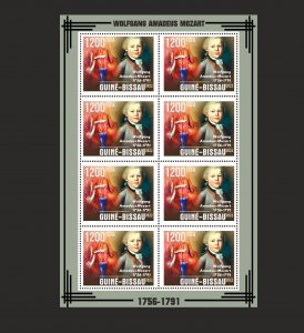 Stamps. Music, Mozart Guinea - Bissau 2021 year , 6 sheet perforated