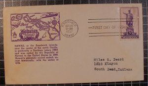 Scott 799 - Hawaii - Typed Address - Parson's Aubrey FDC - Planty - 799-23b